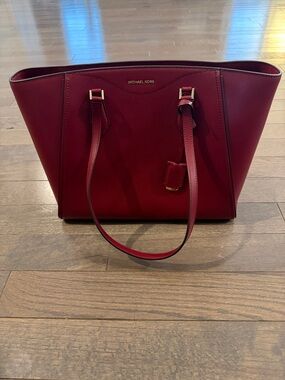 Michael Kors Taryn Leather Tote with Gold Accents Mulberry, NWT